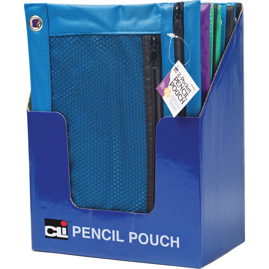 2 Pocket Pencil Pouch 24/CT Assorted